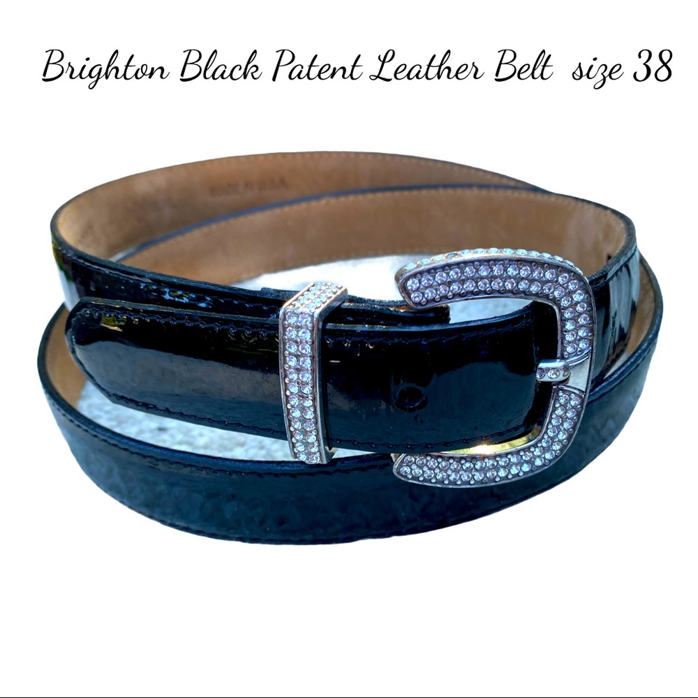 Brighton black patent leather belt size 38  1” W